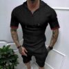 T-shirt gaufrier pour hommes, short de sport décontracté à manches courtes