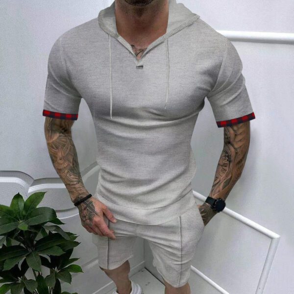 T-shirt gaufrier pour hommes, short de sport décontracté à manches courtes