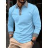 Polo à manches longues pour hommes imprimé couleur contraste décontracté