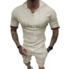 T-shirt gaufrier pour hommes, short de sport décontracté à manches courtes