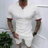 T-shirt gaufrier pour hommes, short de sport décontracté à manches courtes
